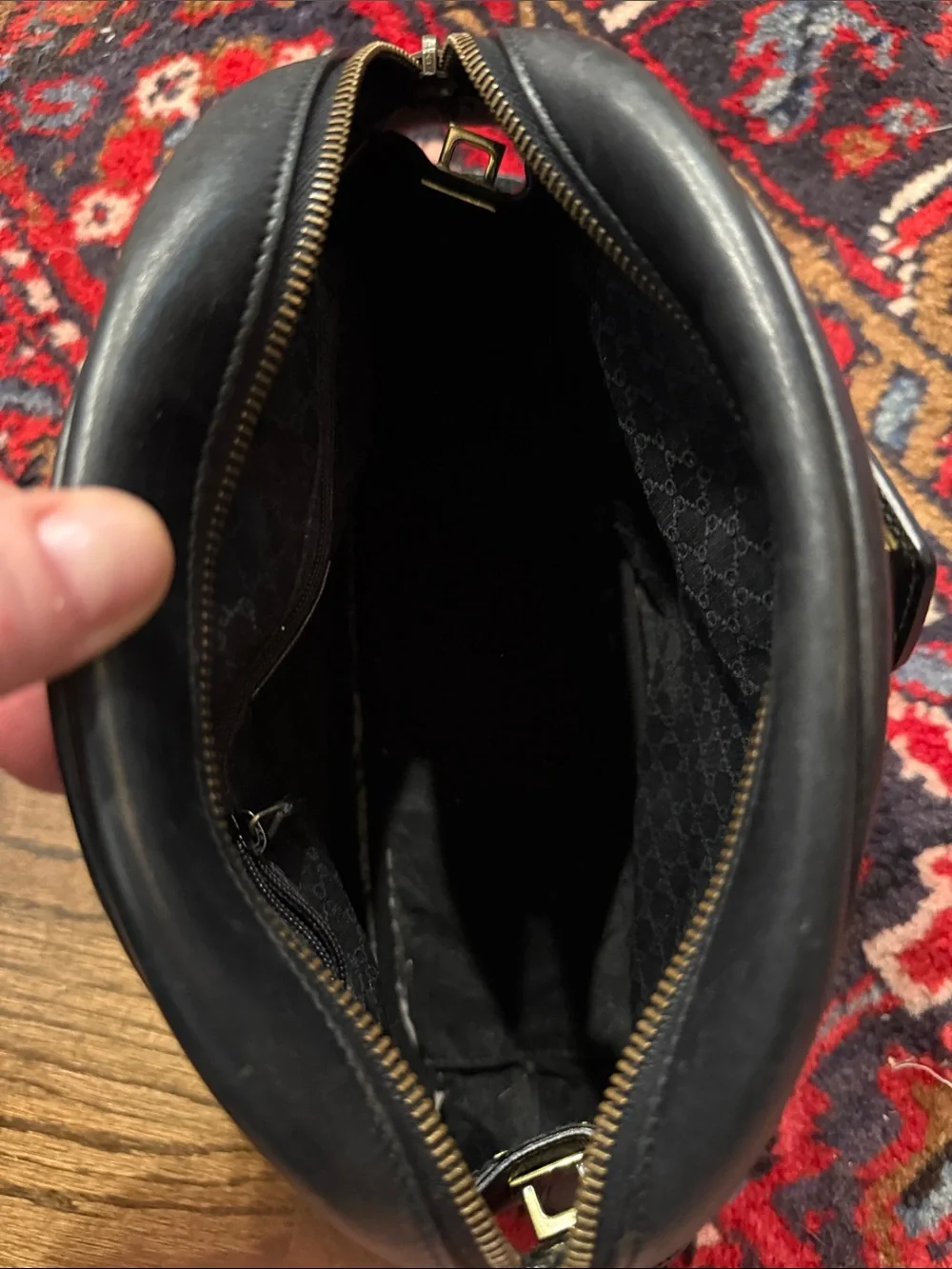 Gucci Vintage ‘00s Leather Dome Satchel with Gold Lock